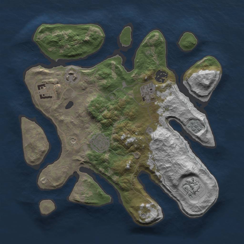 Rust Map: Barren, Size: 3000, Seed: 1083828767, 10 Monuments