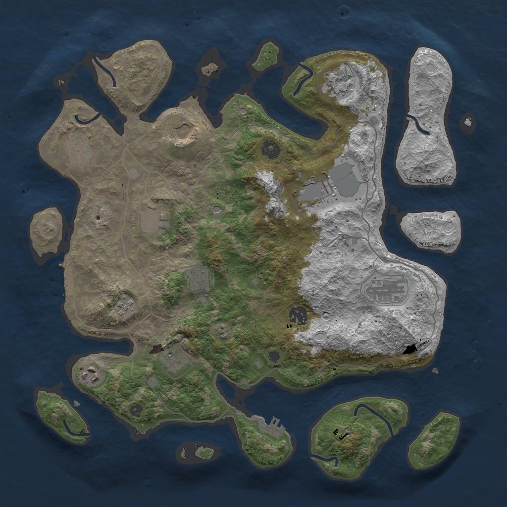 Rust Map: Procedural Map, Size: 4000, Seed: 1402865637, 22 Monuments