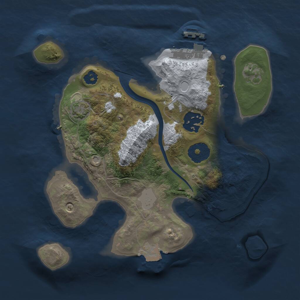 Rust Map: Procedural Map, Size: 2200, Seed: 111111, 4 Monuments