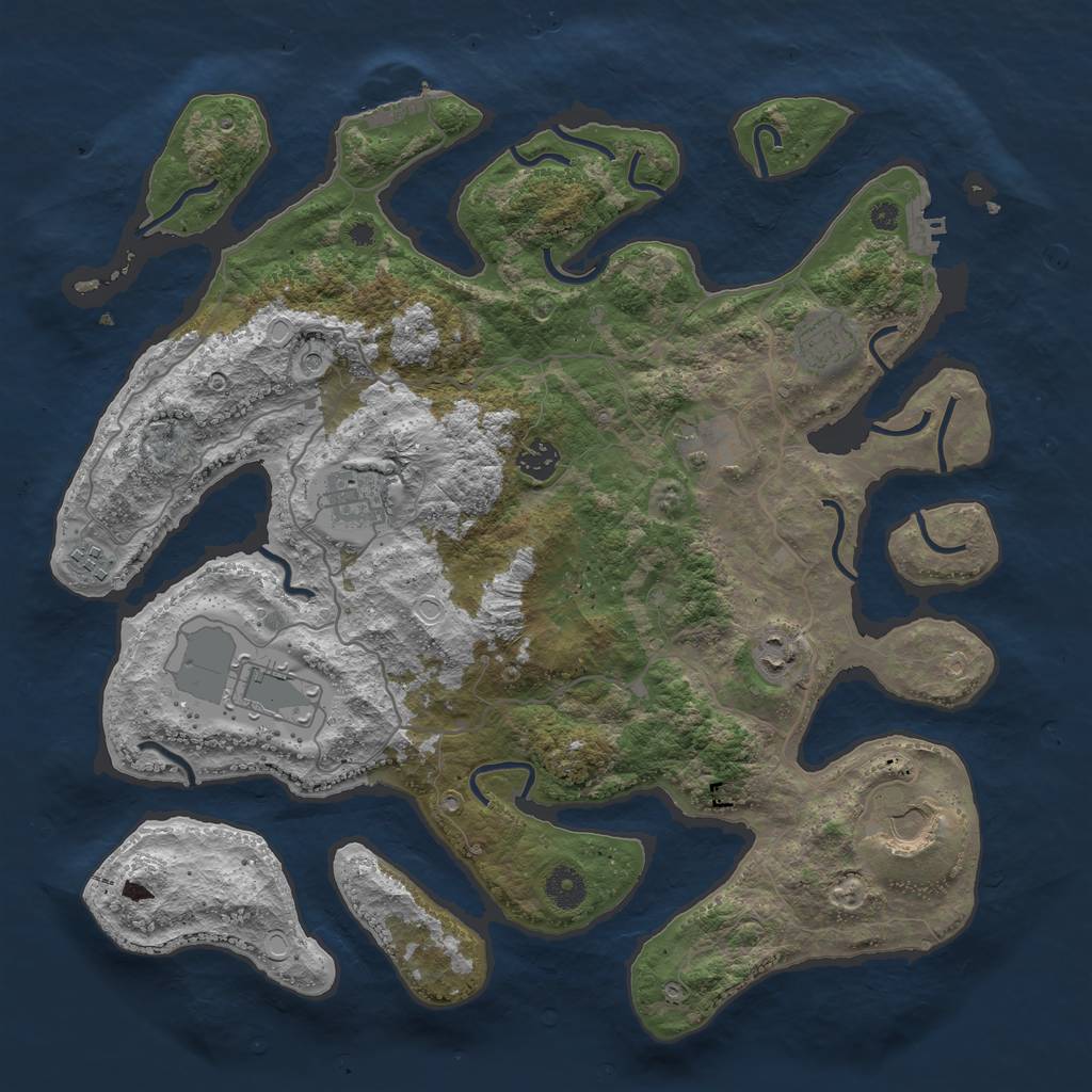 Rust Map: Procedural Map, Size: 4000, Seed: 453253, 19 Monuments