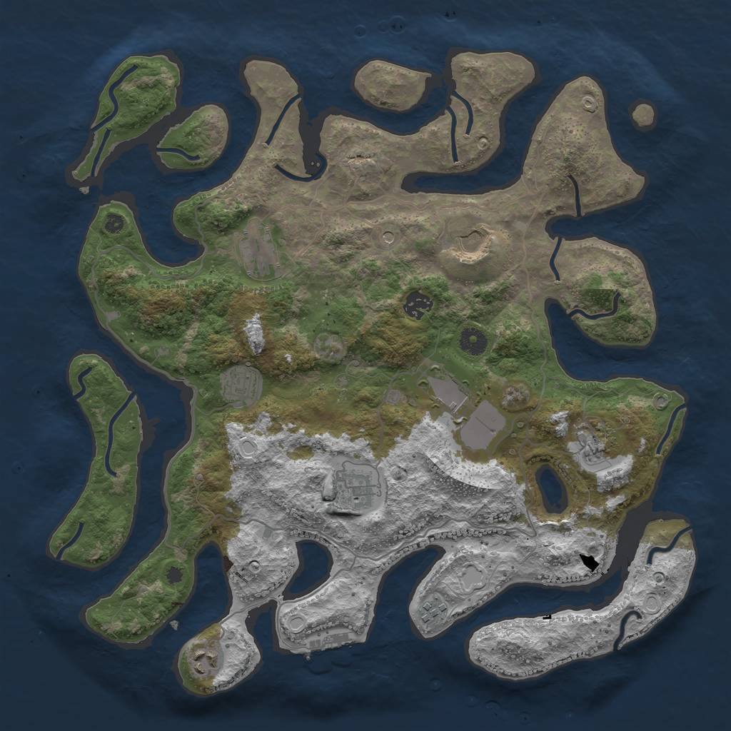 Rust Map: Procedural Map, Size: 4000, Seed: 38840171, 19 Monuments