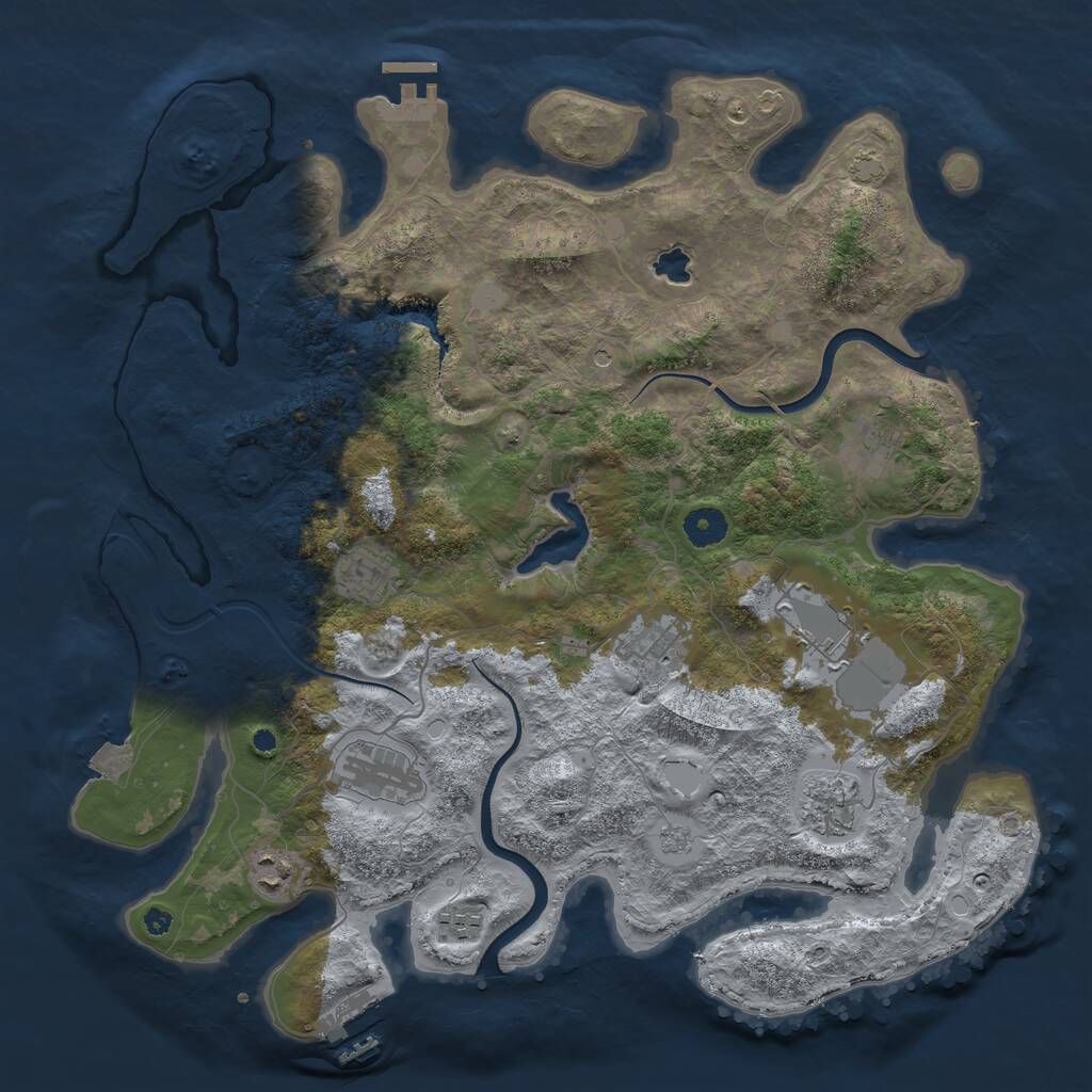 Rust Map: Procedural Map, Size: 4000, Seed: 38840171, 14 Monuments
