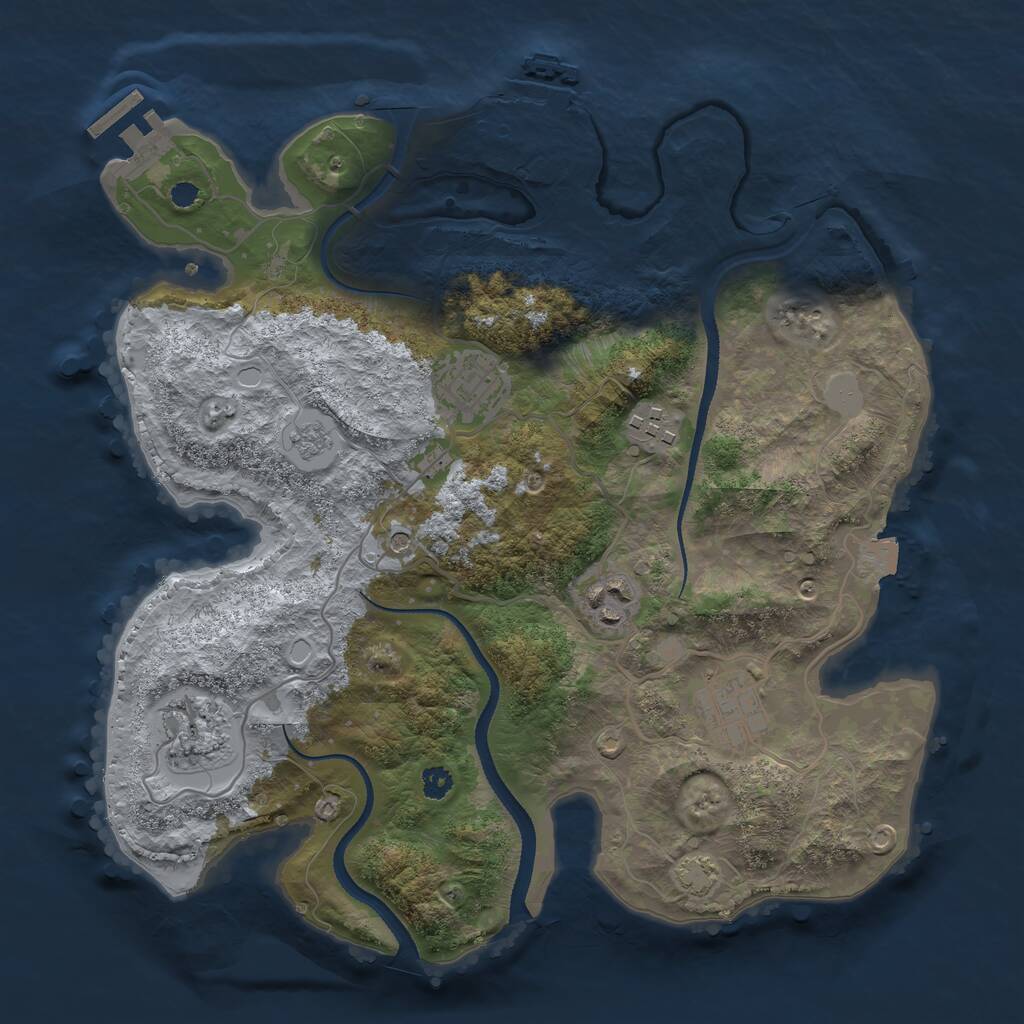 Rust Map: Procedural Map, Size: 3200, Seed: 2091092080, 11 Monuments