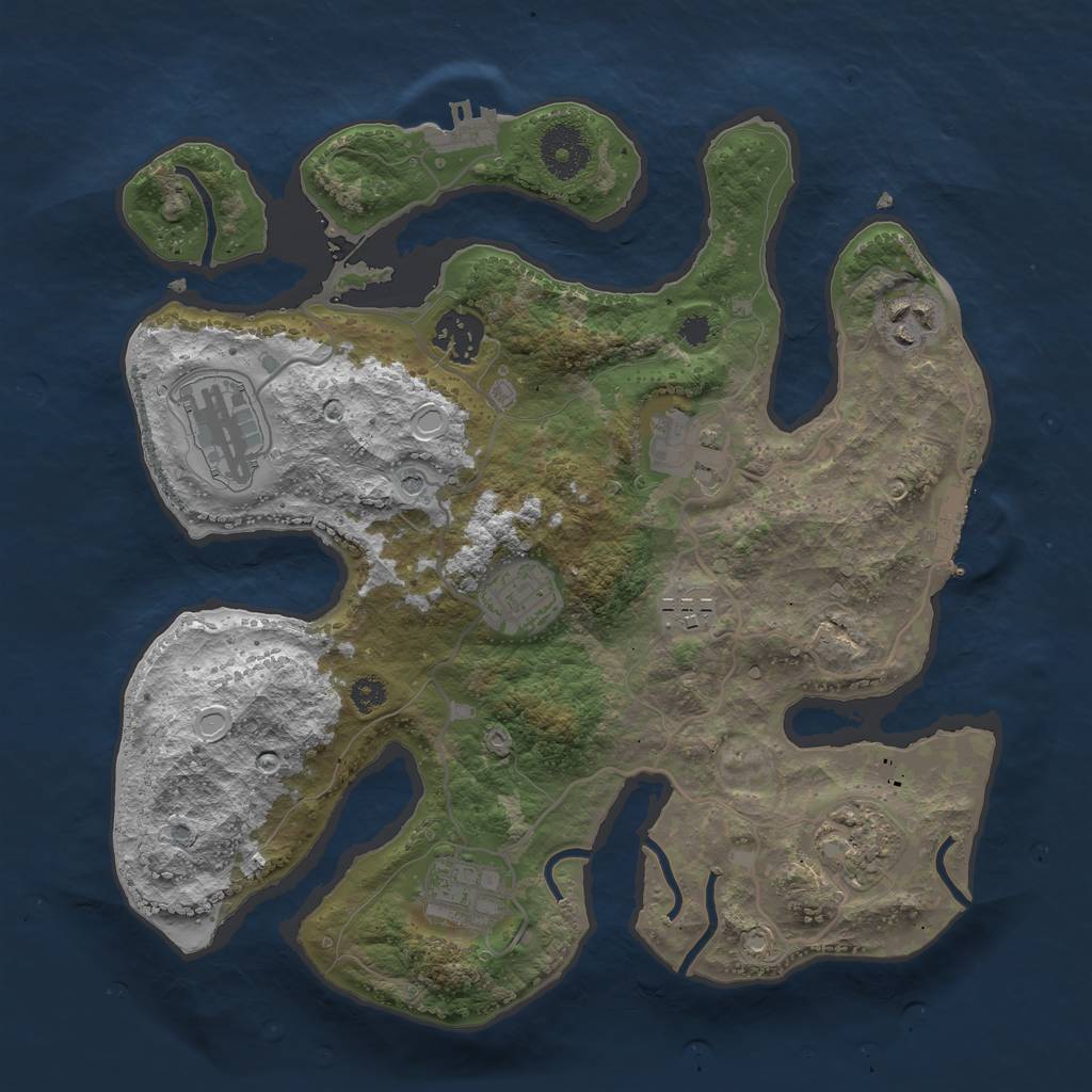 Rust Map: Procedural Map, Size: 3200, Seed: 2091092080, 19 Monuments