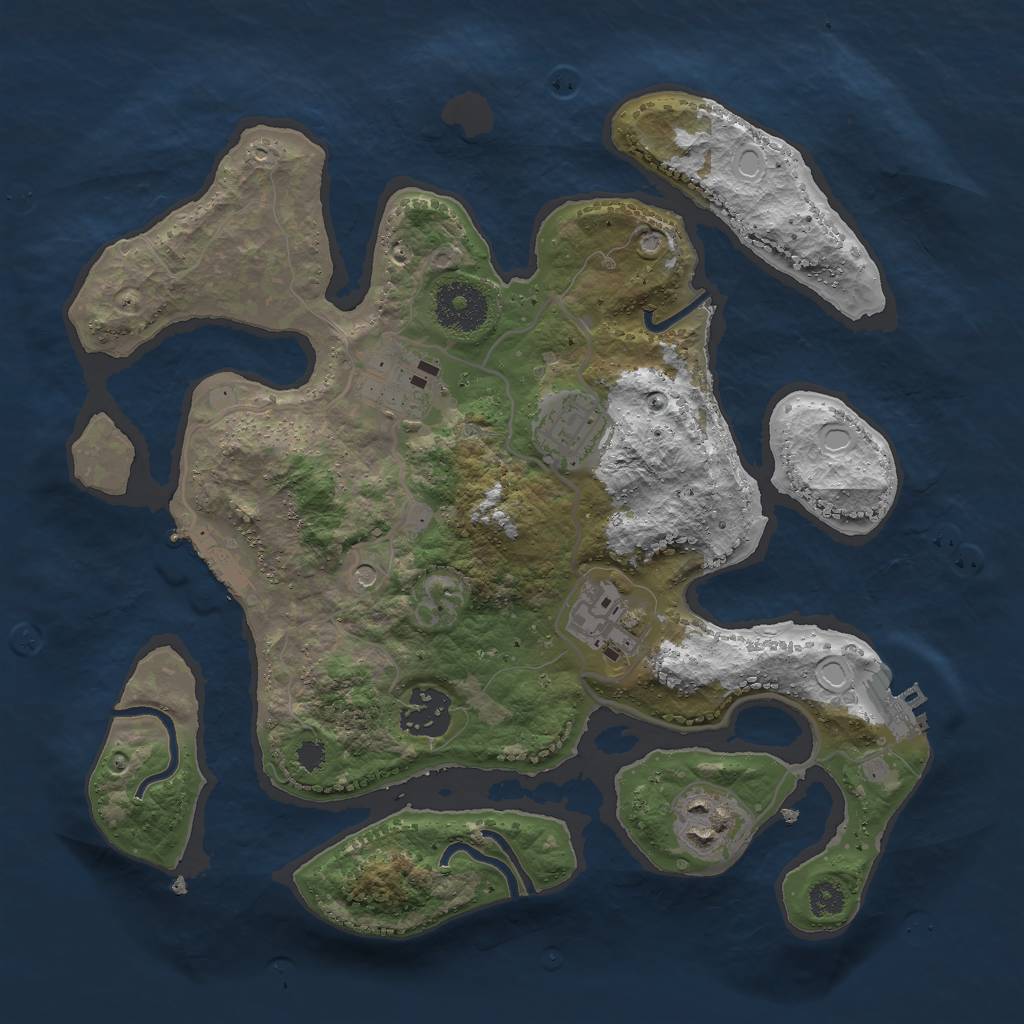 Rust Map: Procedural Map, Size: 3000, Seed: 16516, 16 Monuments