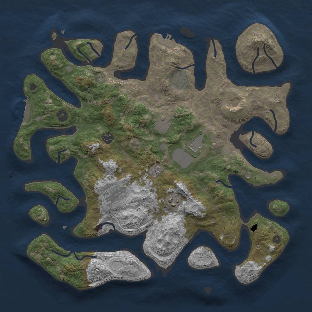 Rust Map: Procedural Map, Size: 4000, Seed: 387114811, 19 Monuments