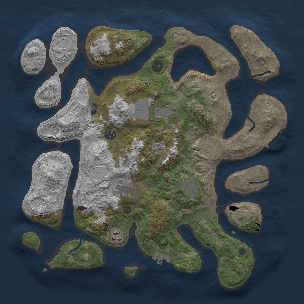 Rust Map: Procedural Map, Size: 3800, Seed: 108237528, 18 Monuments