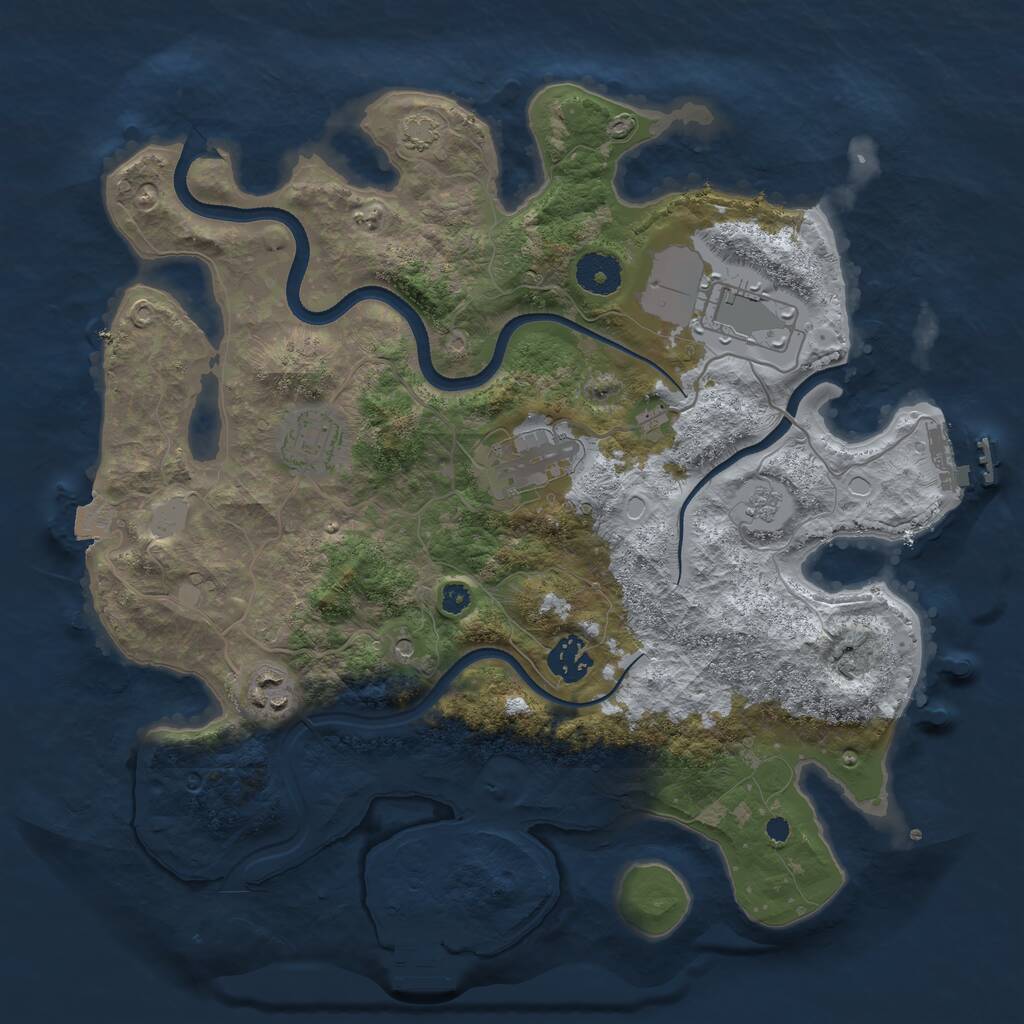 Rust Map: Procedural Map, Size: 3500, Seed: 90298372, 11 Monuments