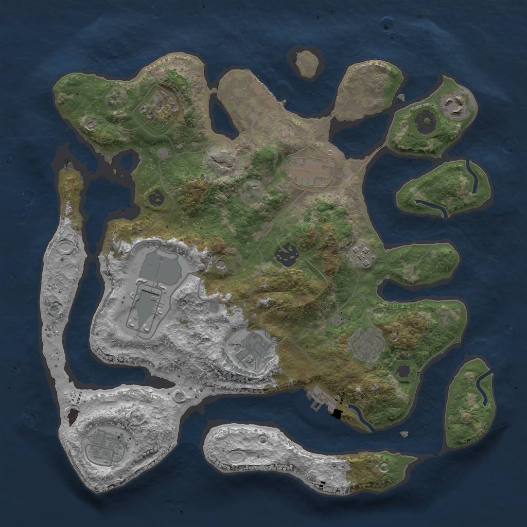 Rust Map: Procedural Map, Size: 3500, Seed: 1282239233, 20 Monuments