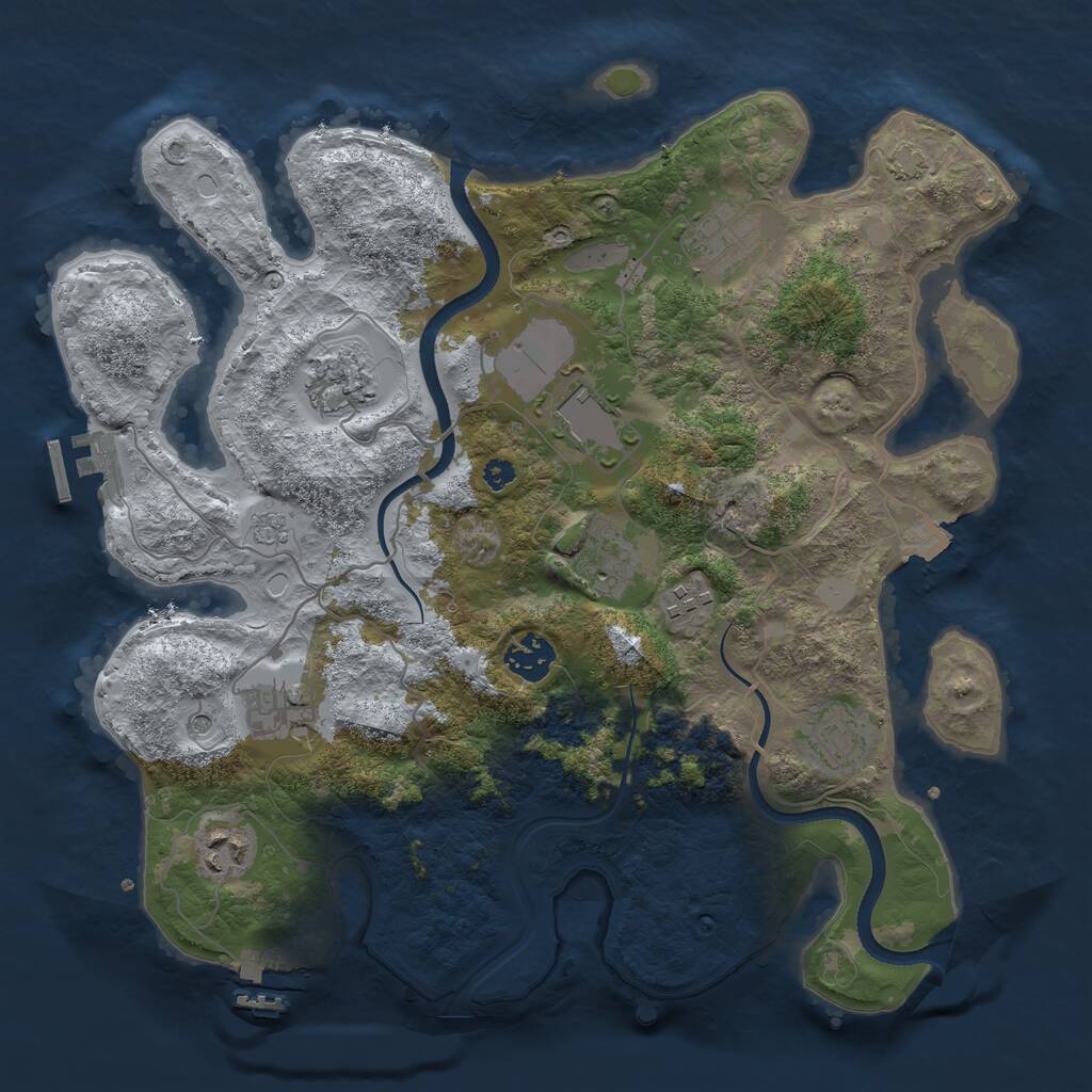 Rust Map: Procedural Map, Size: 3500, Seed: 1821, 15 Monuments