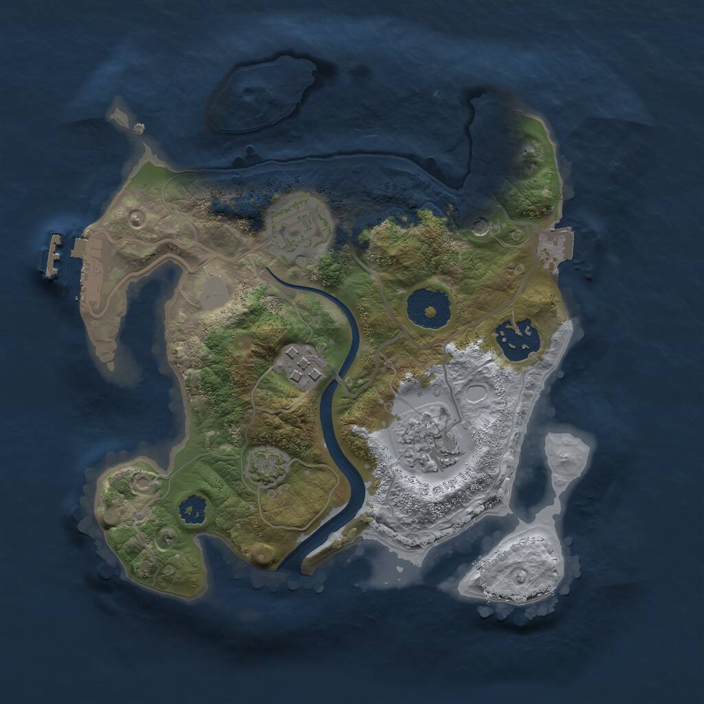 Rust Map: Procedural Map, Size: 2500, Seed: 33687, 8 Monuments