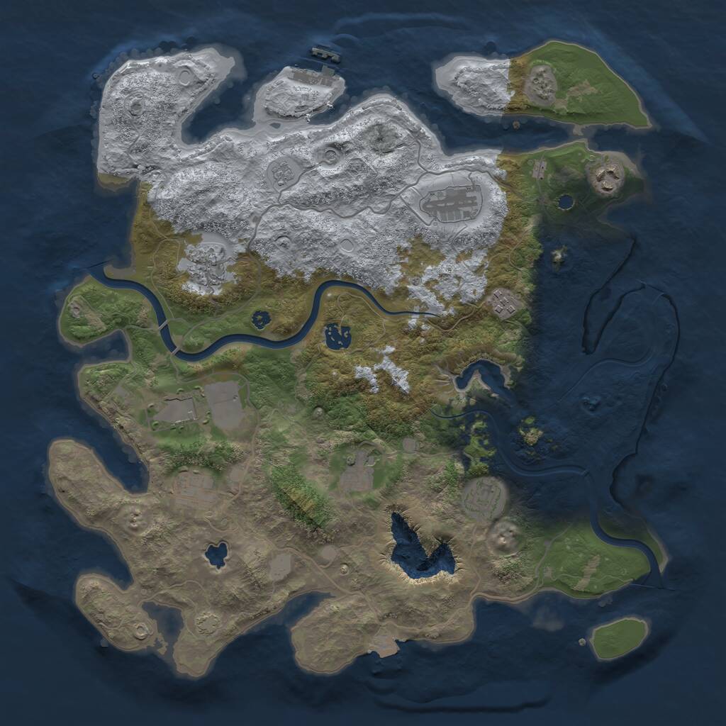 Rust Map: Procedural Map, Size: 4000, Seed: 598096085, 14 Monuments