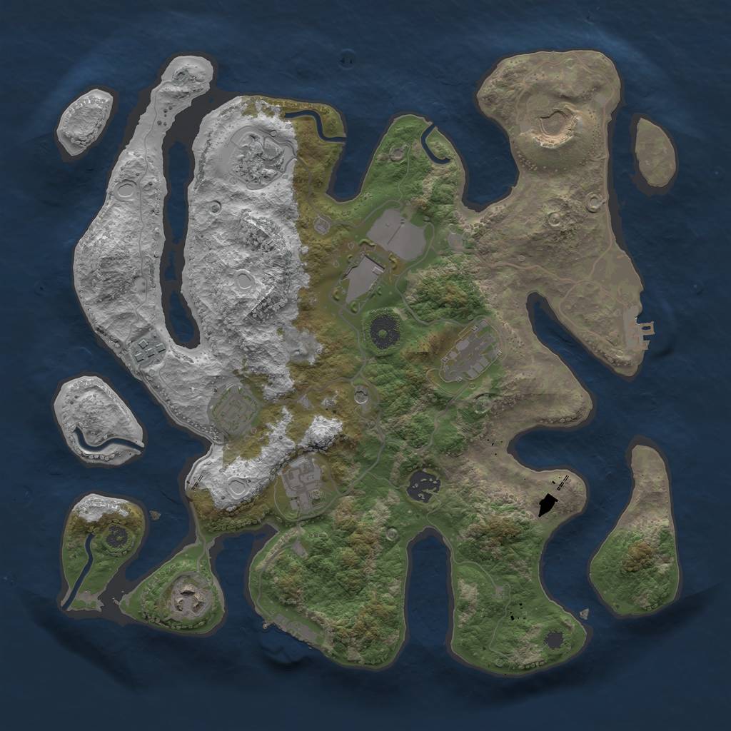 Rust Map: Procedural Map, Size: 3500, Seed: 216214714, 20 Monuments