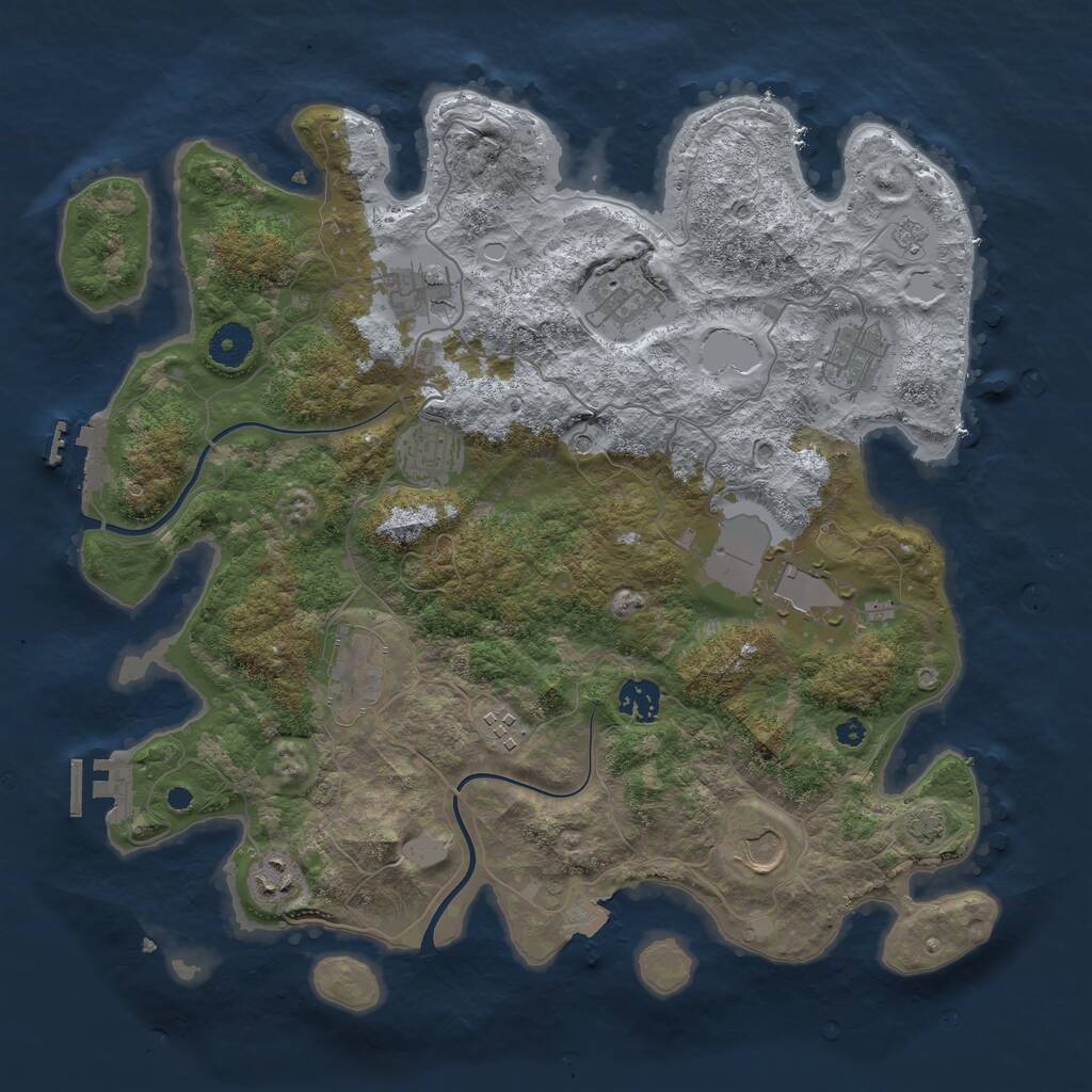 Rust Map: Procedural Map, Size: 3800, Seed: 15021993, 16 Monuments