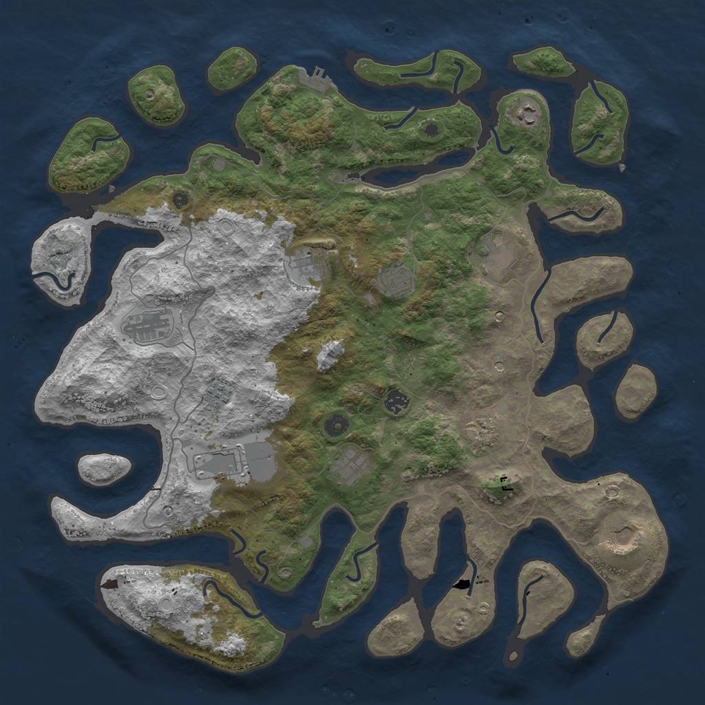 Rust Map: Procedural Map, Size: 4600, Seed: 22705, 21 Monuments