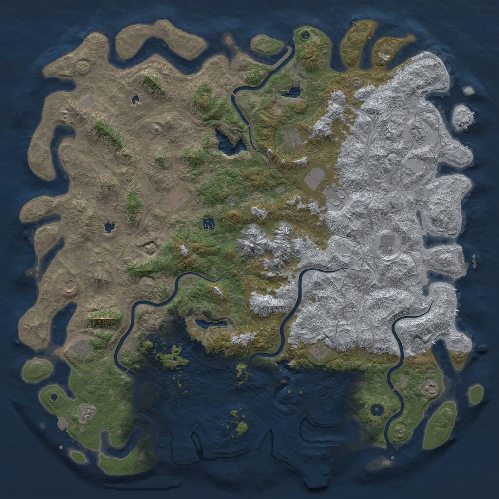 Rust Map: Procedural Map, Size: 6000, Seed: 193764285, 17 Monuments