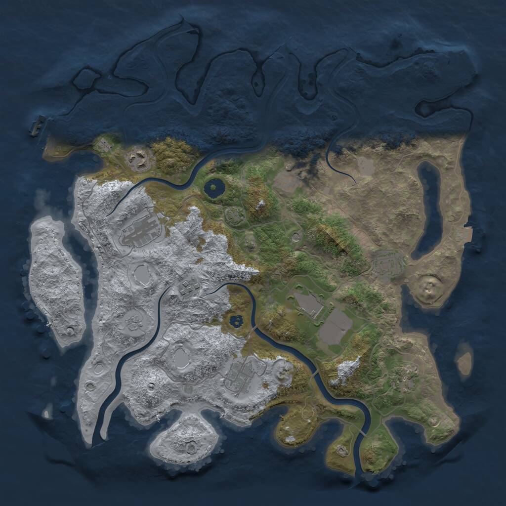 Rust Map: Procedural Map, Size: 3800, Seed: 80040, 14 Monuments