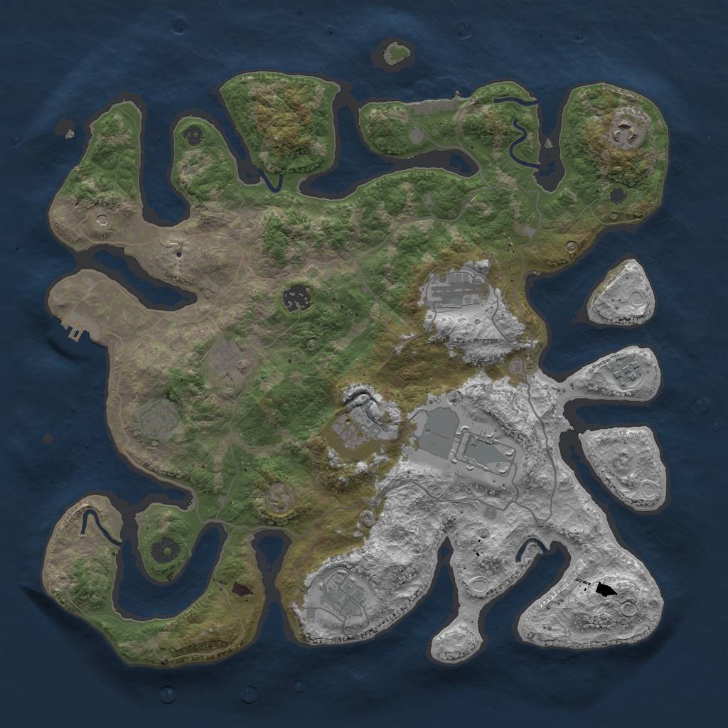 Rust Map: Procedural Map, Size: 4000, Seed: 1406348, 20 Monuments