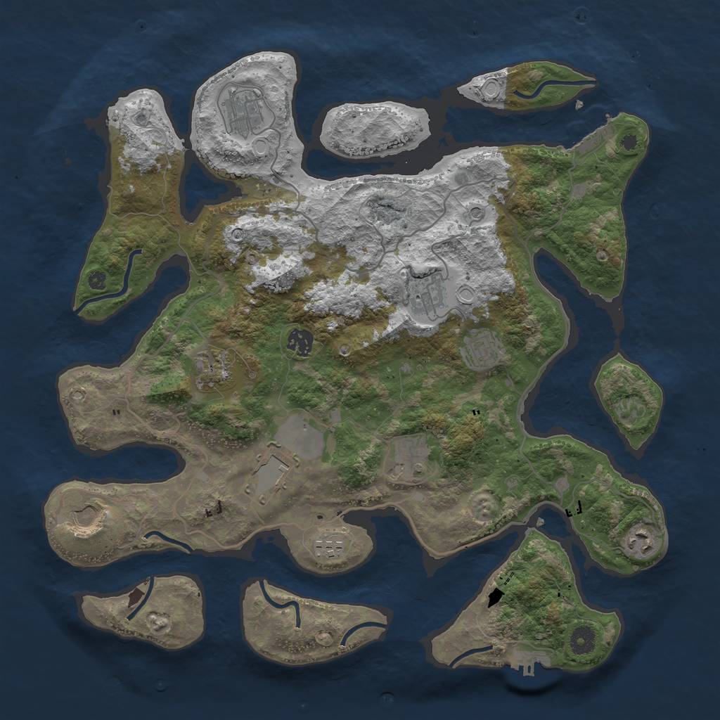 Rust Map: Procedural Map, Size: 4000, Seed: 25475, 21 Monuments