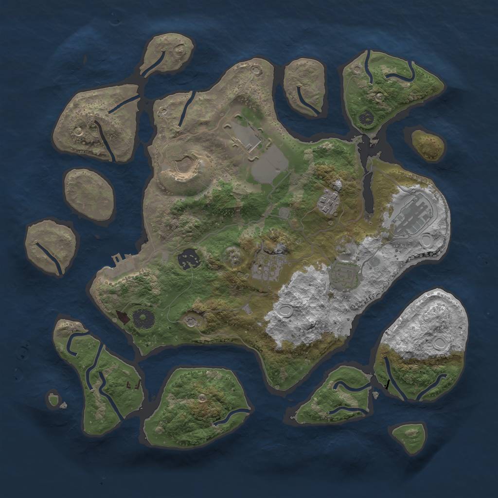 Rust Map: Procedural Map, Size: 3500, Seed: 1062675779, 17 Monuments