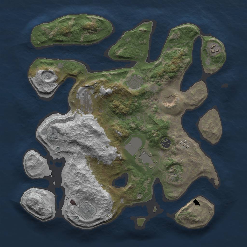 Rust Map: Barren, Size: 3700, Seed: 1287674446, 12 Monuments