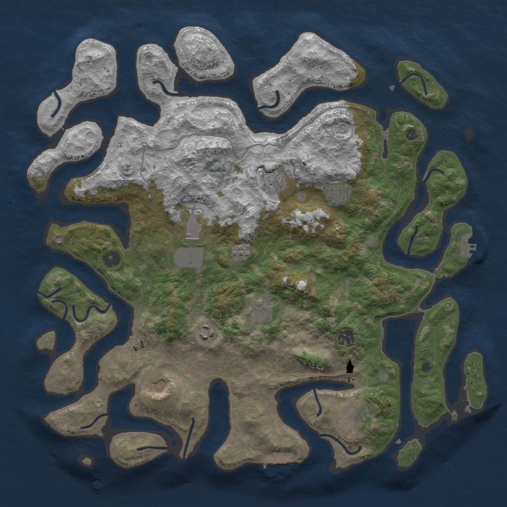 Rust Map: Procedural Map, Size: 4500, Seed: 1739383376, 20 Monuments