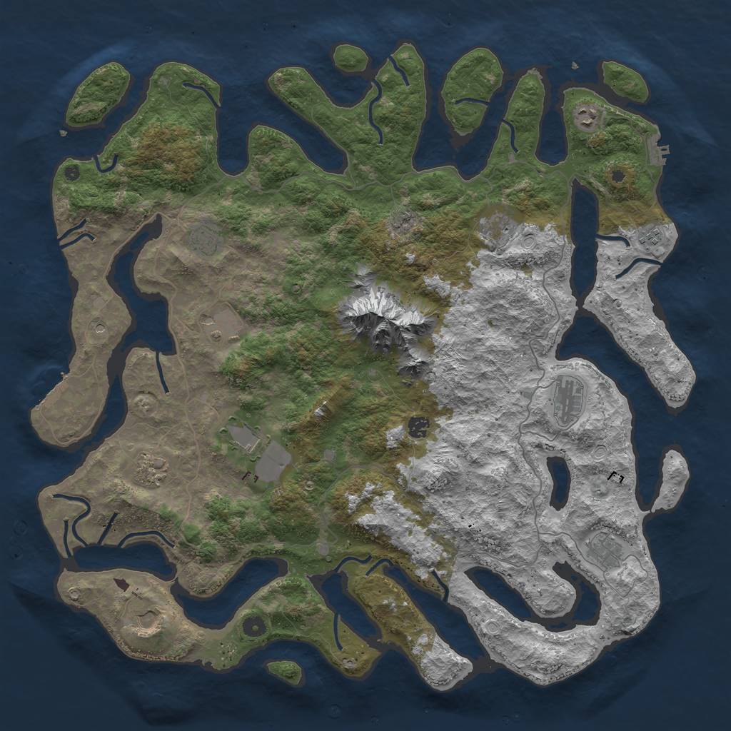 Rust Map: Procedural Map, Size: 5000, Seed: 129717, 22 Monuments
