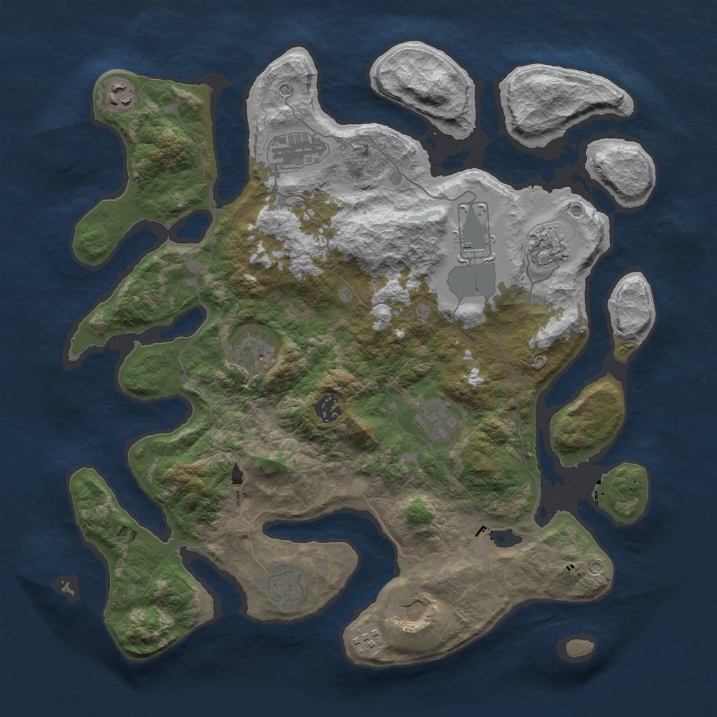 Rust Map: Barren, Size: 4000, Seed: 7902134, 13 Monuments