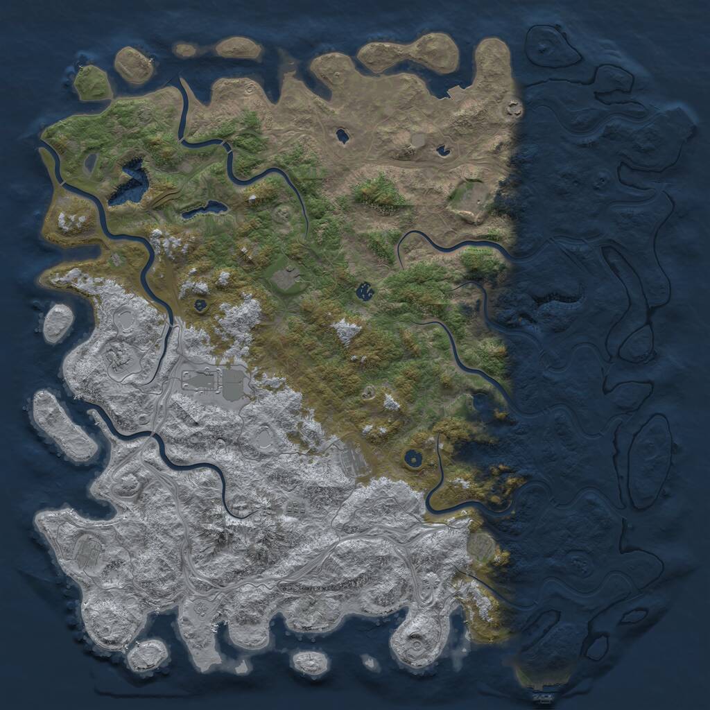 Rust Map: Procedural Map, Size: 6000, Seed: 555666777, 16 Monuments