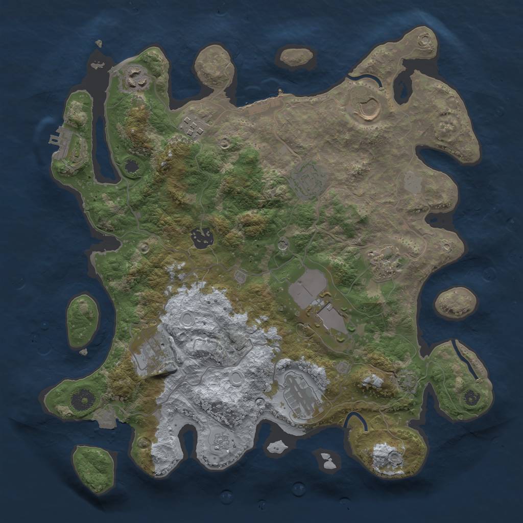 Rust Map: Procedural Map, Size: 3500, Seed: 1499495663, 17 Monuments