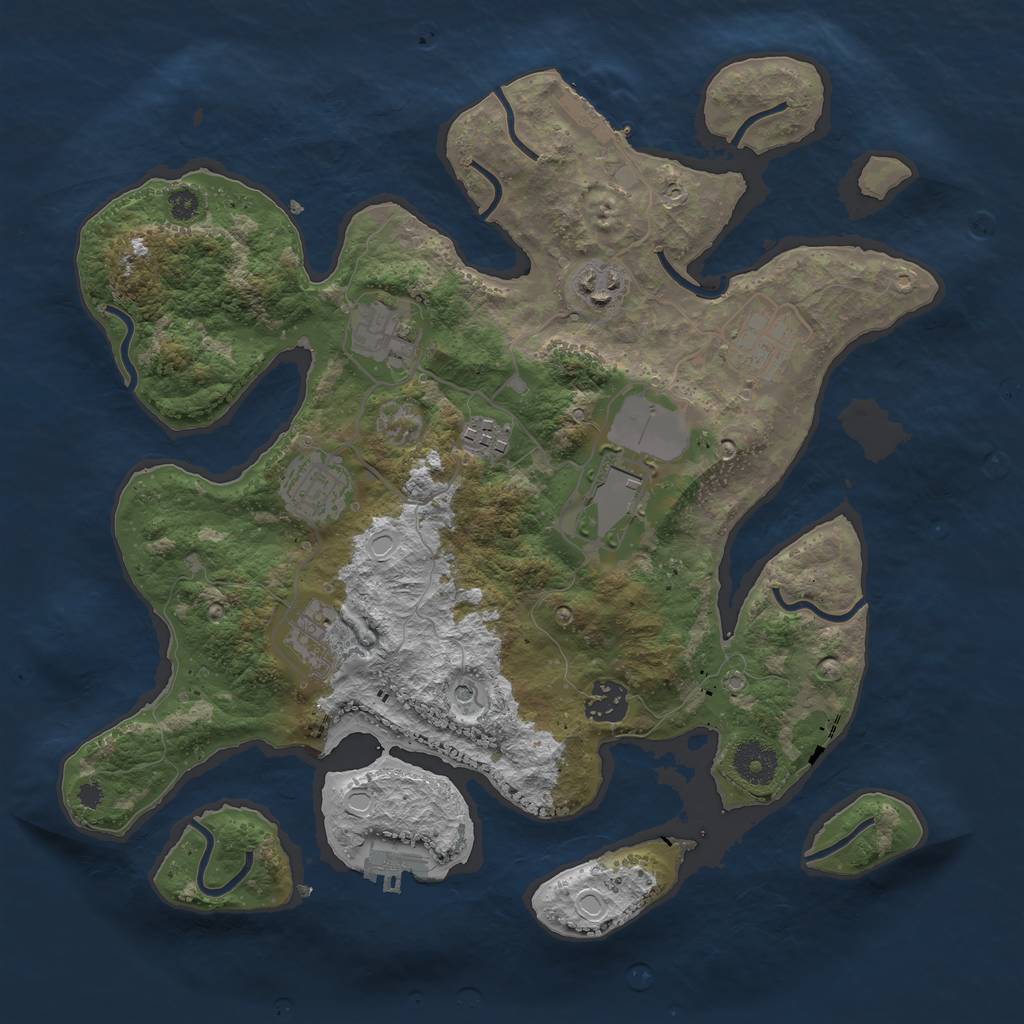 Rust Map: Procedural Map, Size: 3500, Seed: 571412, 19 Monuments