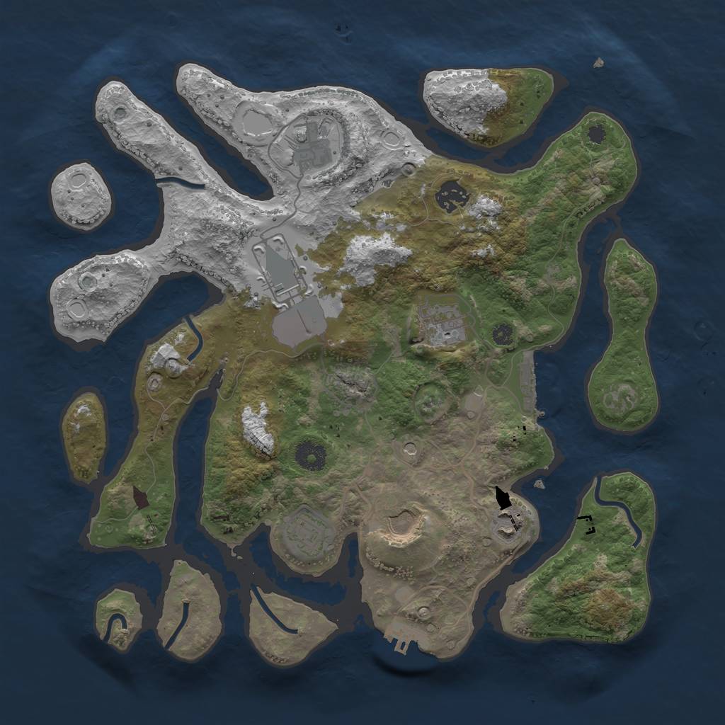 Rust Map: Procedural Map, Size: 3500, Seed: 100027434, 18 Monuments