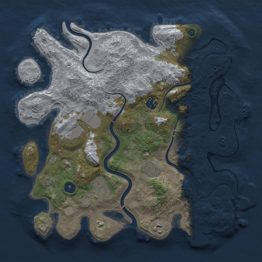 Rust Map: Procedural Map, Size: 3500, Seed: 100027434, 12 Monuments