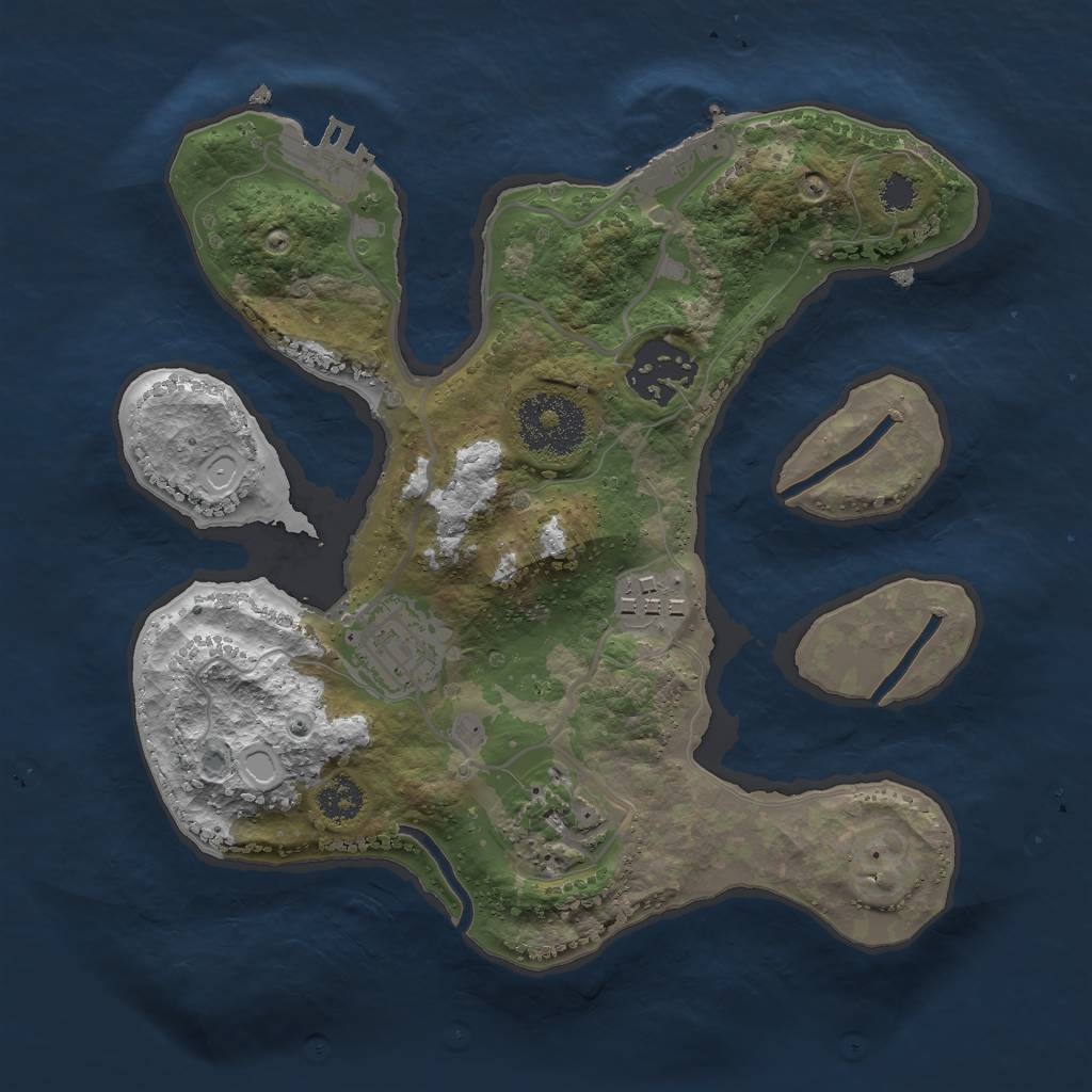 Rust Map: Procedural Map, Size: 2500, Seed: 1325449653, 14 Monuments