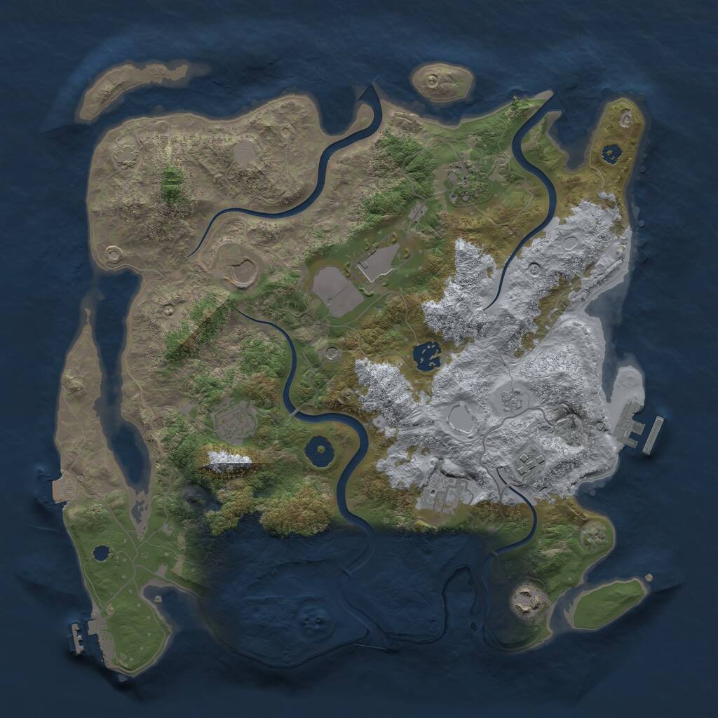 Rust Map: Procedural Map, Size: 3700, Seed: 1131123668, 14 Monuments