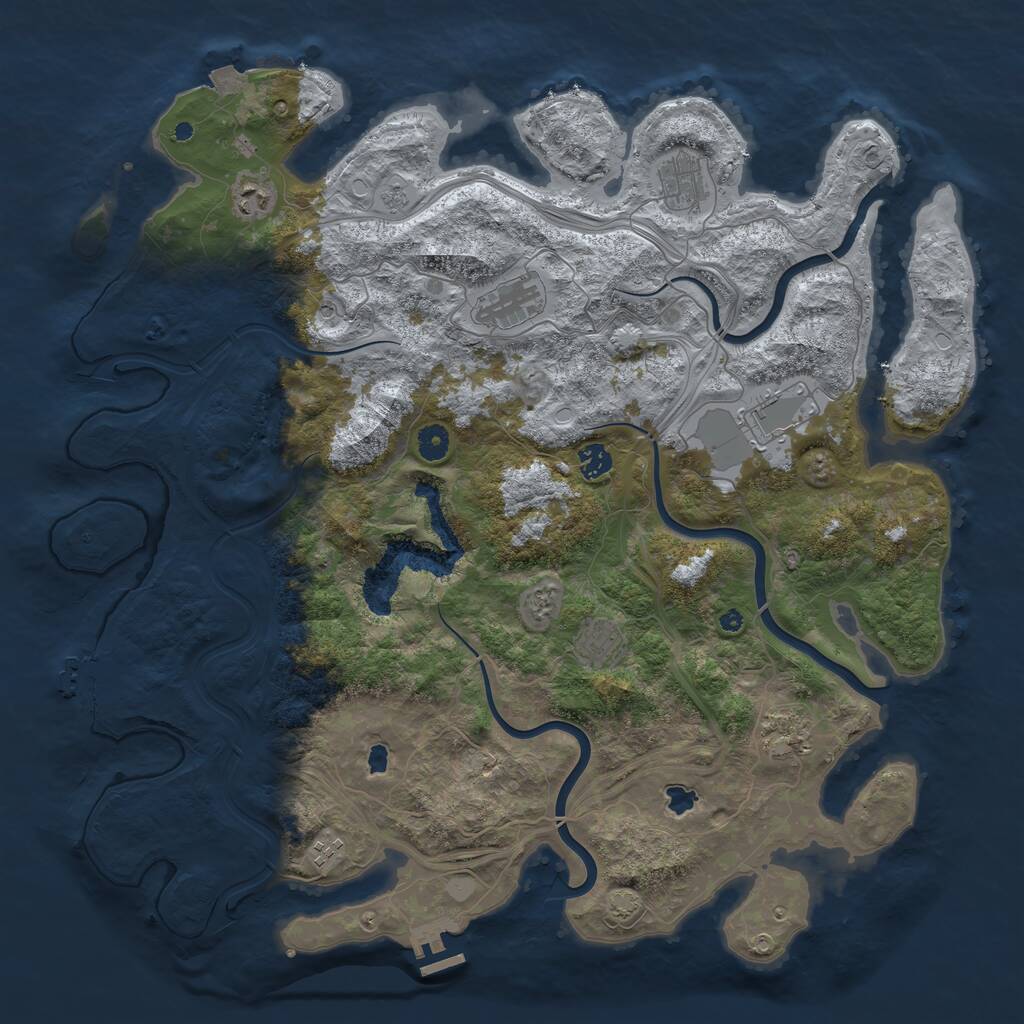 Rust Map: Procedural Map, Size: 4500, Seed: 3242351, 14 Monuments
