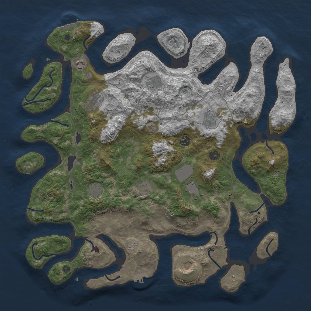 Rust Map: Procedural Map, Size: 4500, Seed: 3242351, 21 Monuments