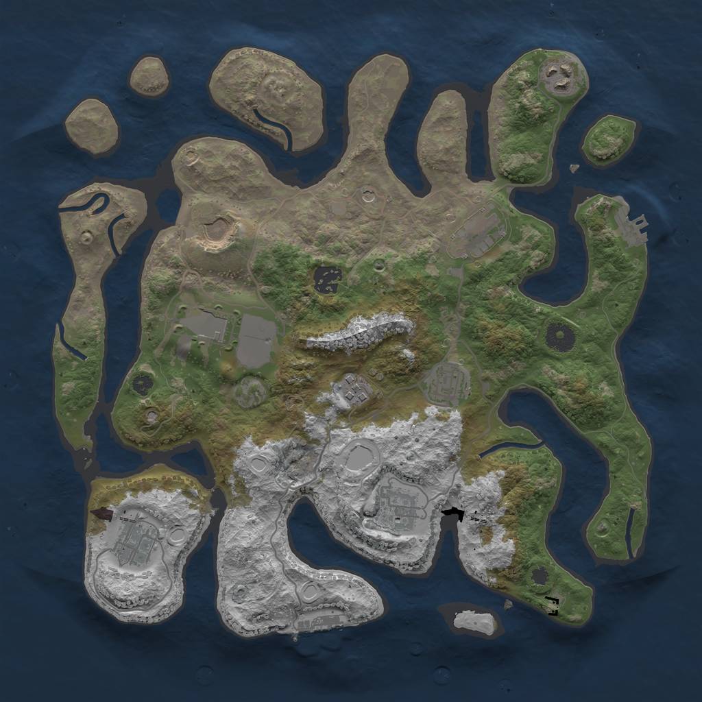 Rust Map: Procedural Map, Size: 3600, Seed: 543640076, 20 Monuments