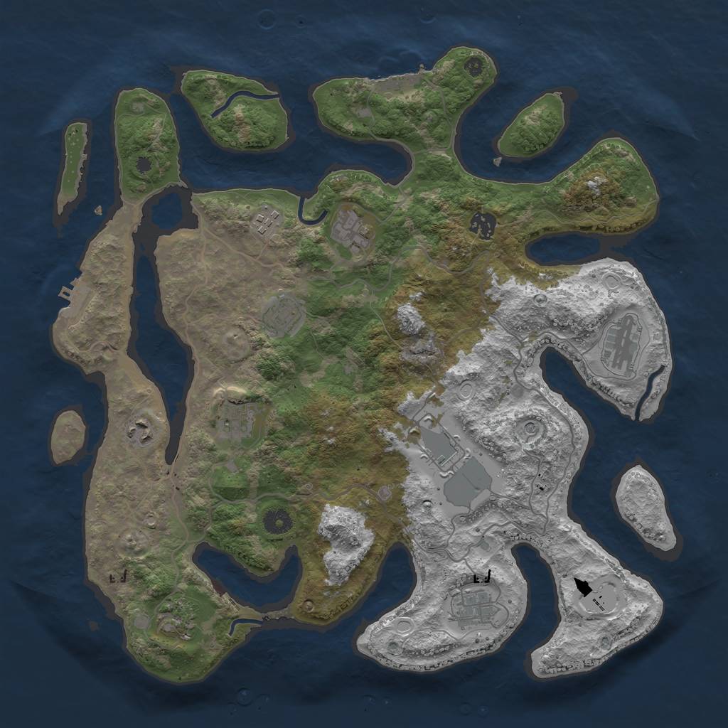 Rust Map: Procedural Map, Size: 4000, Seed: 782889380, 21 Monuments