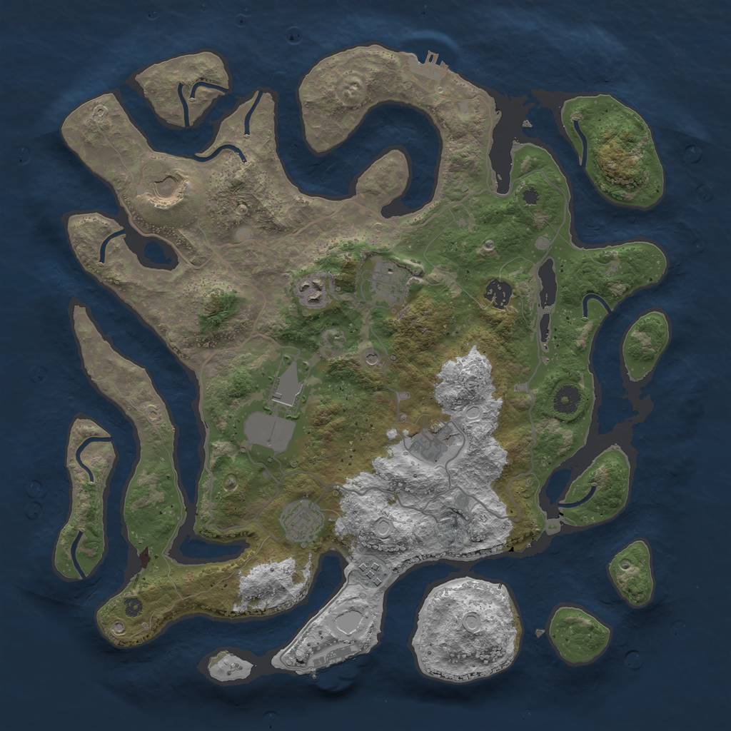 Rust Map: Procedural Map, Size: 4000, Seed: 9587423, 19 Monuments