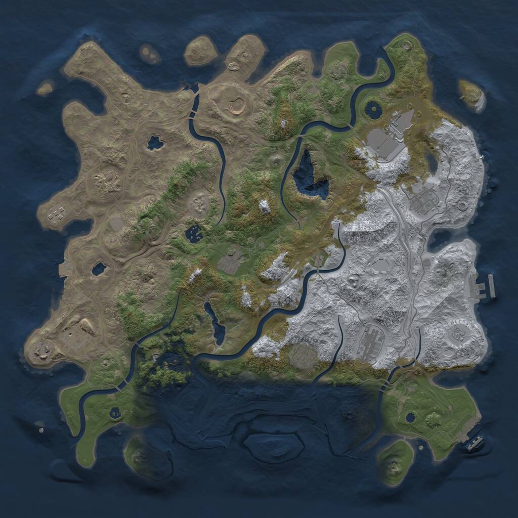 Rust Map: Procedural Map, Size: 4500, Seed: 1161526736, 17 Monuments