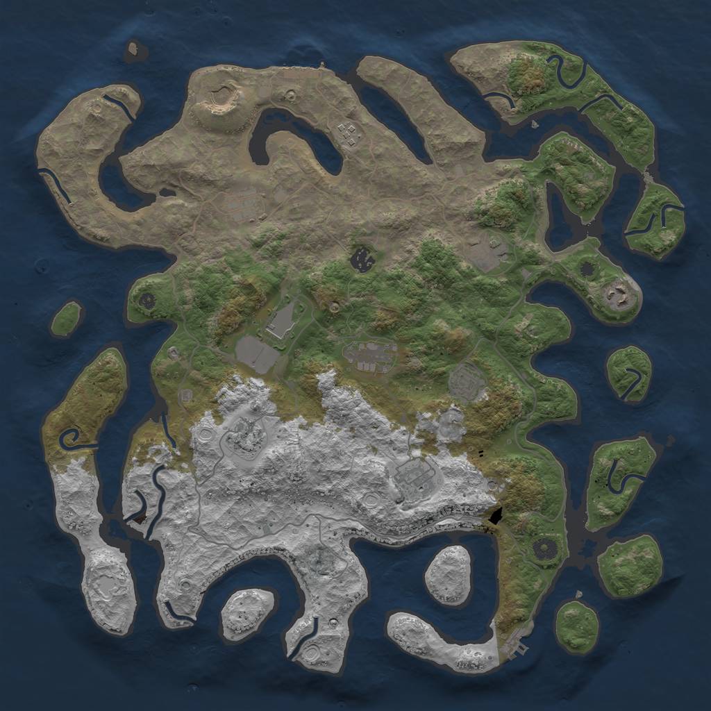 Rust Map: Procedural Map, Size: 4500, Seed: 2063974153, 22 Monuments