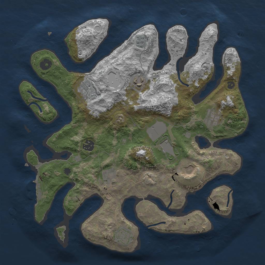 Rust Map: Procedural Map, Size: 3500, Seed: 1307931482, 18 Monuments