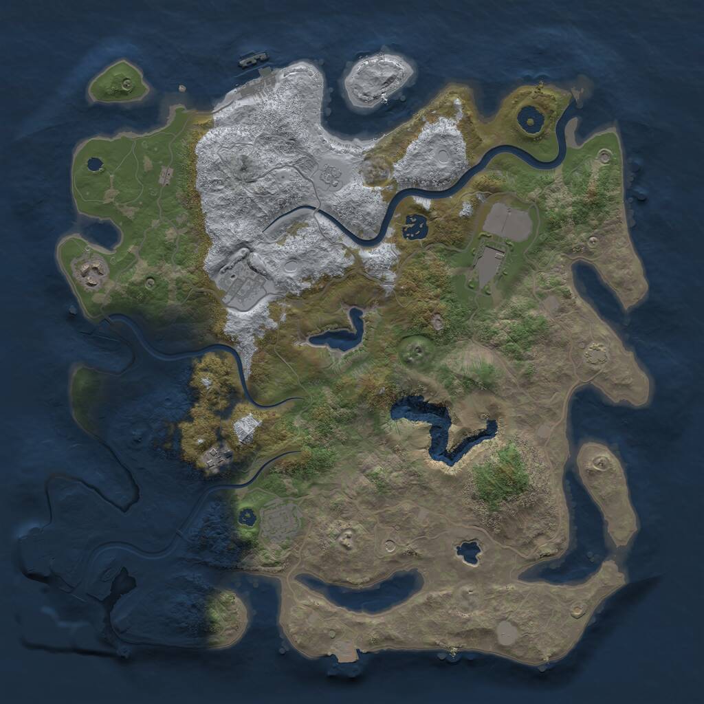 Rust Map: Procedural Map, Size: 4000, Seed: 891038076, 12 Monuments