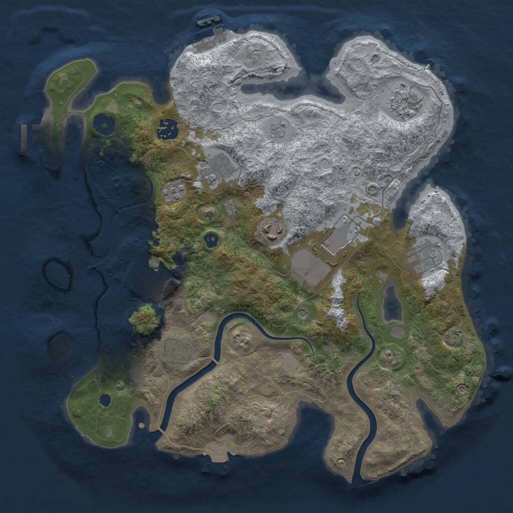 Rust Map: Procedural Map, Size: 3500, Seed: 11408, 15 Monuments