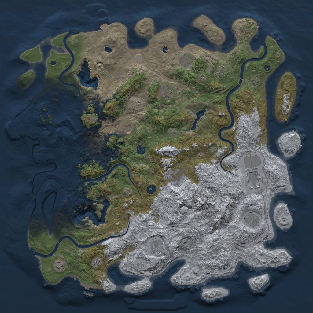 Rust Map: Procedural Map, Size: 5000, Seed: 253525, 17 Monuments