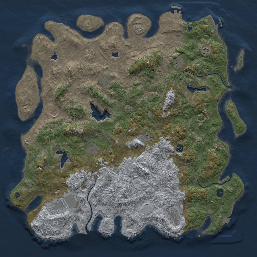 Rust Map: Procedural Map, Size: 4990, Seed: 1412062406, 17 Monuments