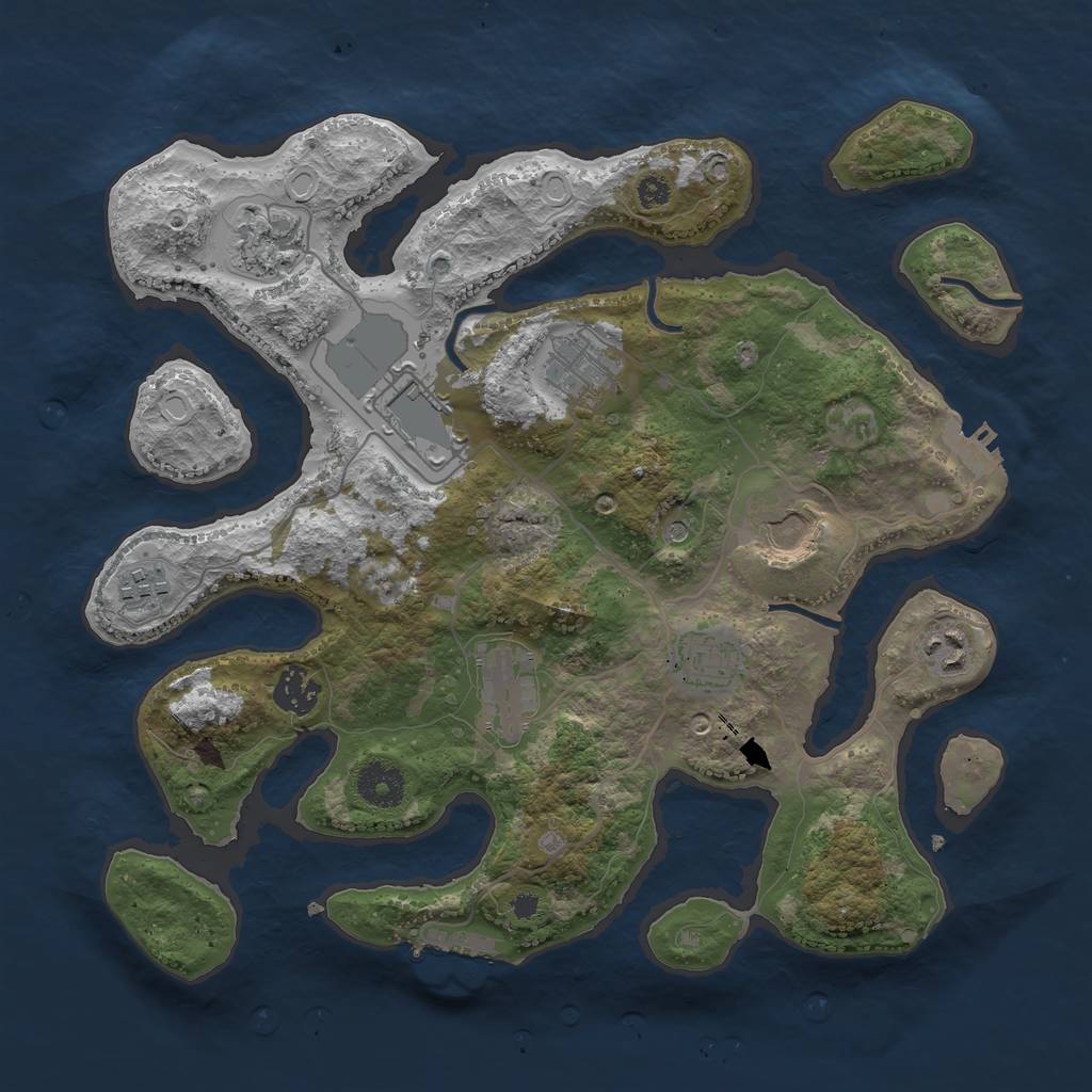 Rust Map: Procedural Map, Size: 3500, Seed: 2053375904, 20 Monuments