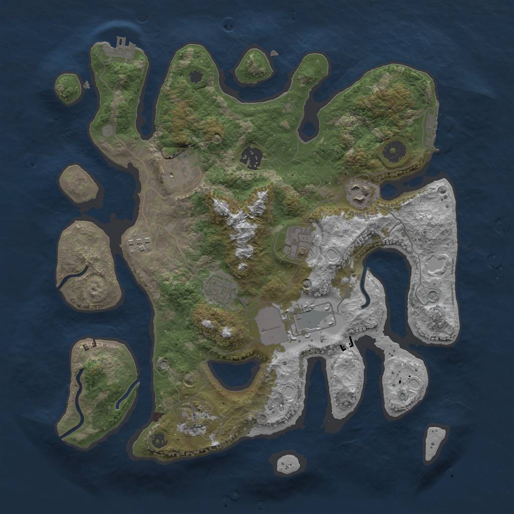 Rust Map: Procedural Map, Size: 3500, Seed: 946582091, 19 Monuments