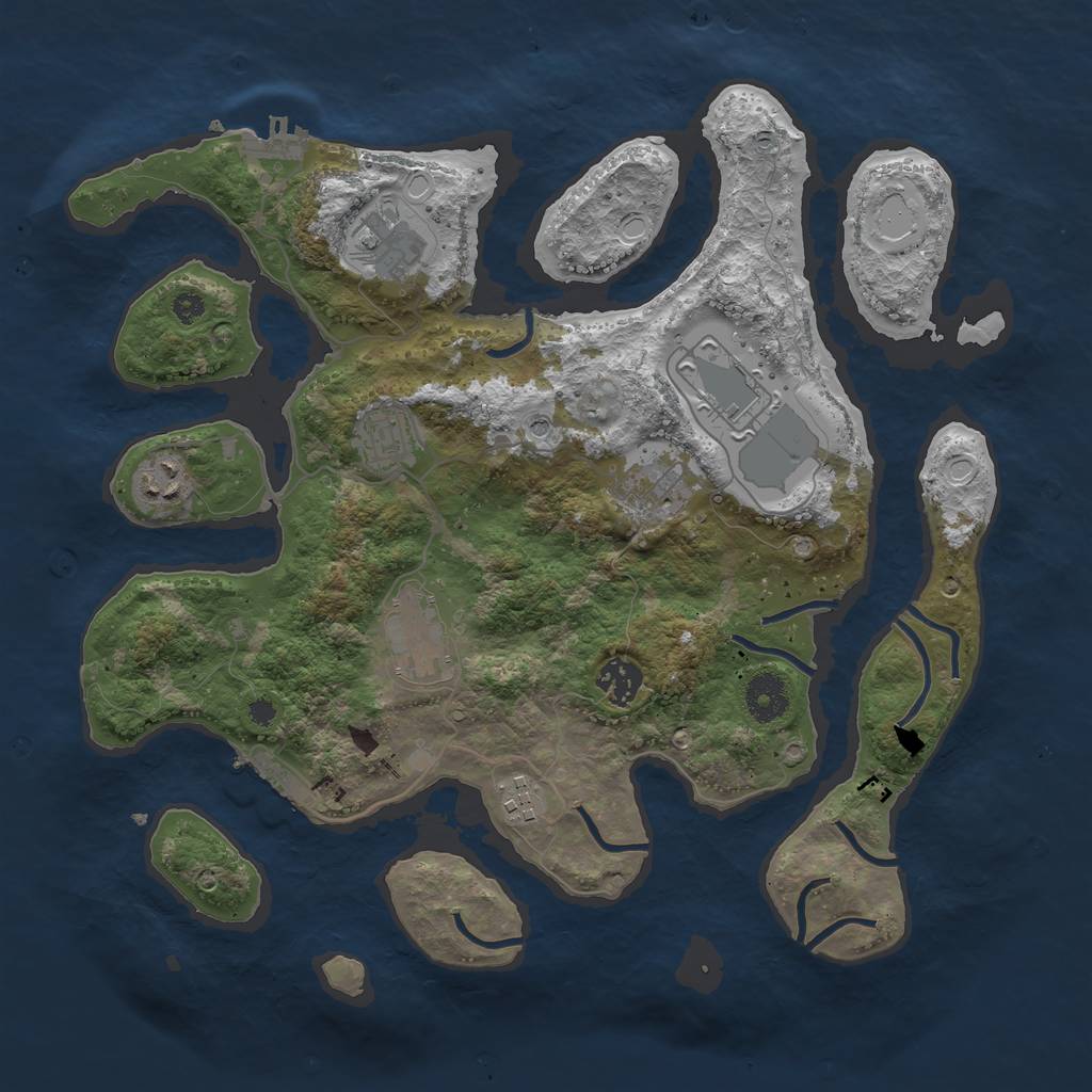 Rust Map: Procedural Map, Size: 3600, Seed: 81421, 19 Monuments